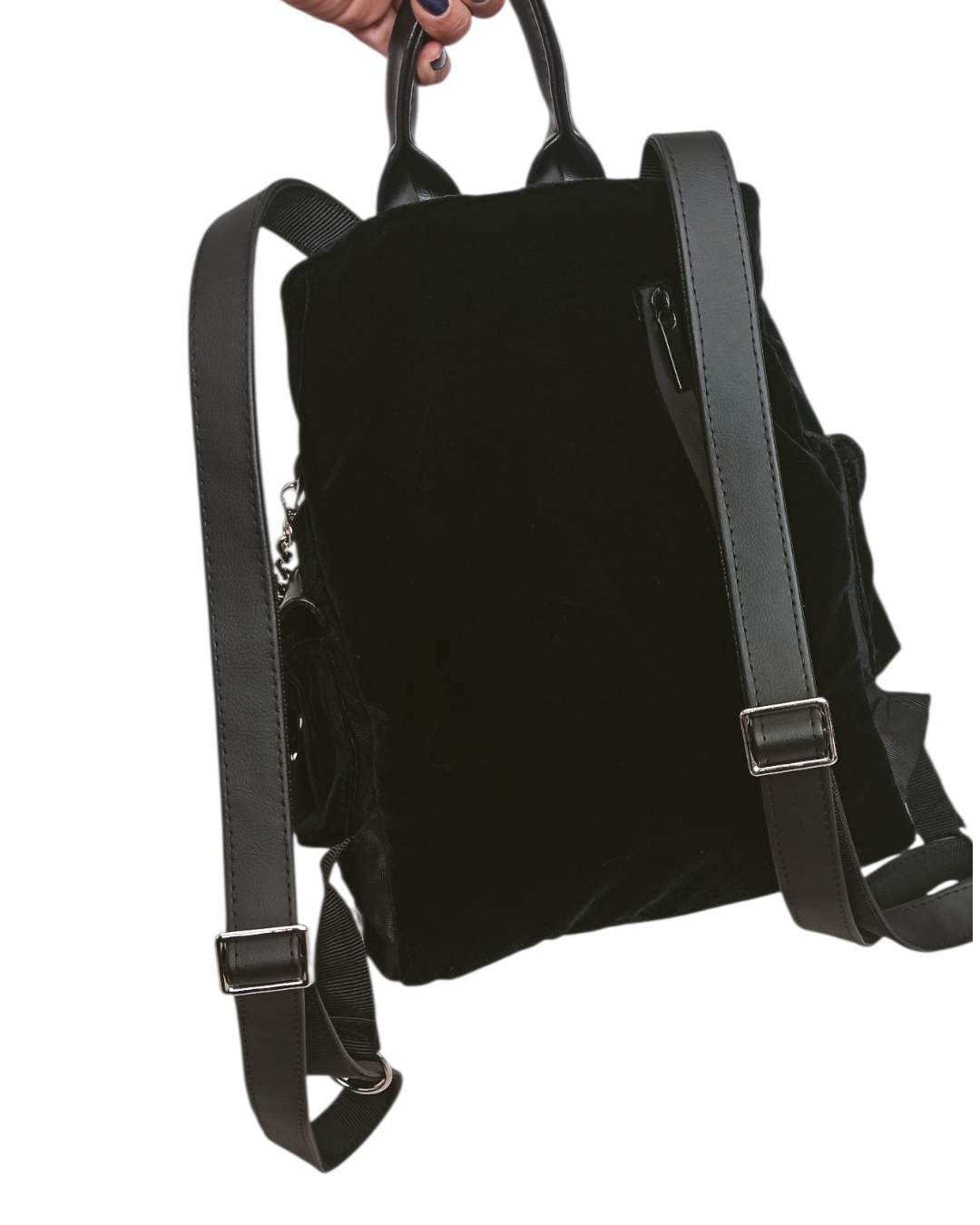 Mochila Mini Juliet Terciopelo Negro. - Image 4